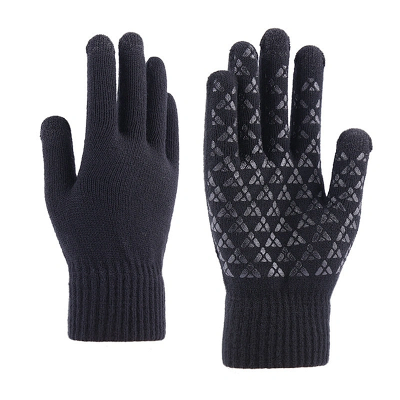 Wholesale Knitted Warm Gloves Men'S Winter Thickened Non-Slip Wool Outdoor Custom Touch Screen Gloves