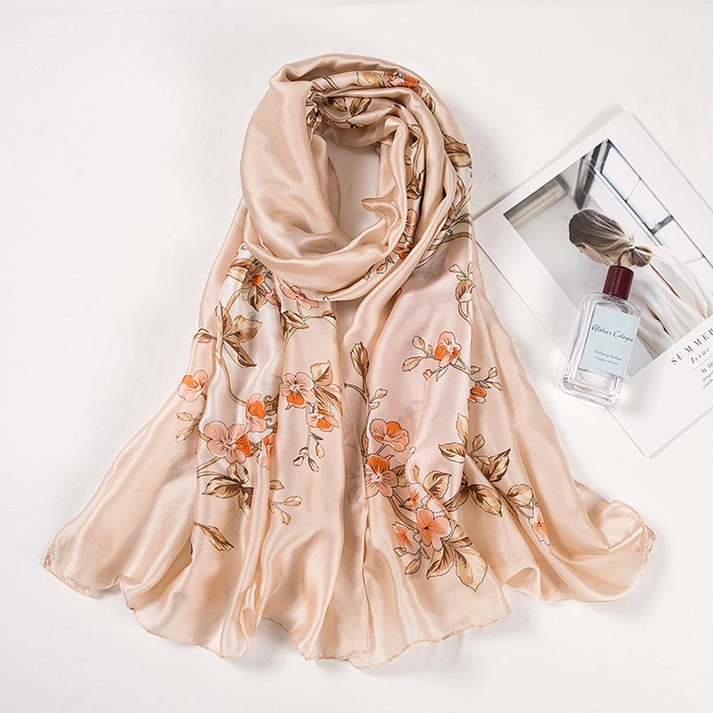 Wholesale 2020 New Style Fashion Women Designer Scarves Fresh Printed Pattern Custom Long Turkish Silk Scarf