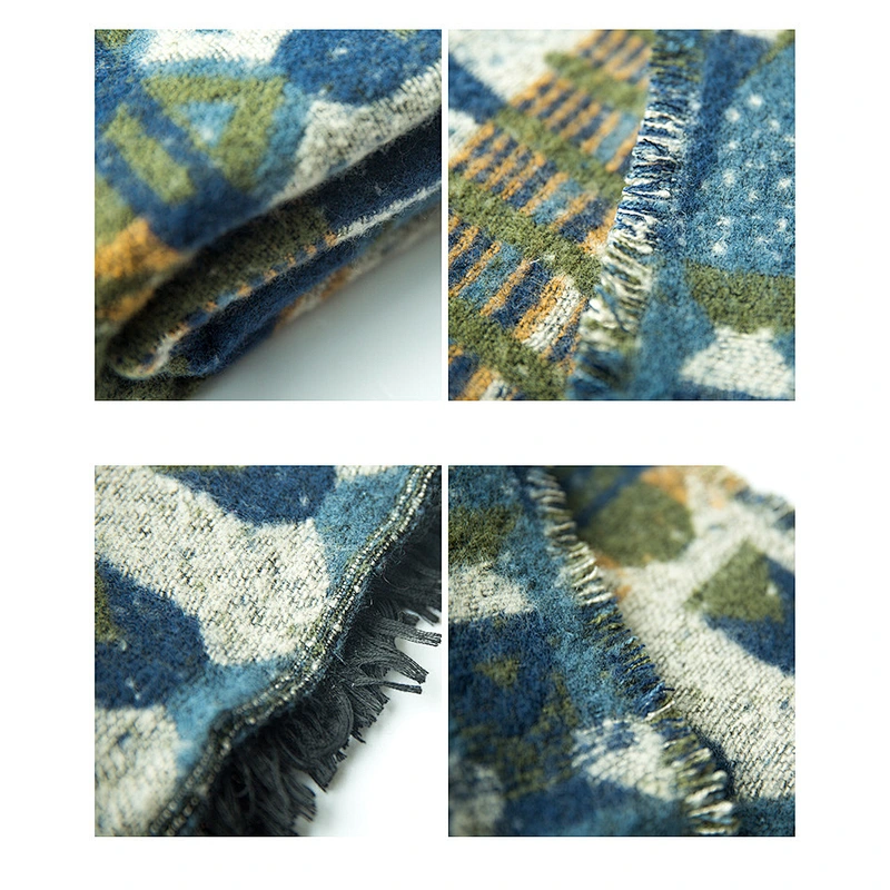 Winter New Pyramid Castle Style Geometric Warm Thickened Unisex Cashmere Scarf Shawl