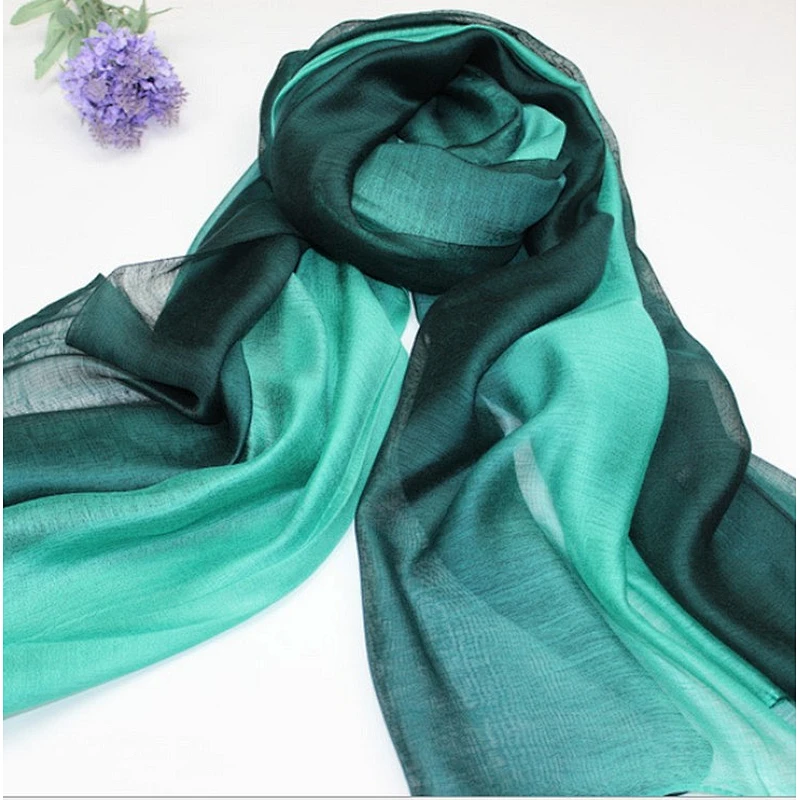 New silkworm silk gradient scarf silk cotton long scarf shawl female spring and autumn scarf