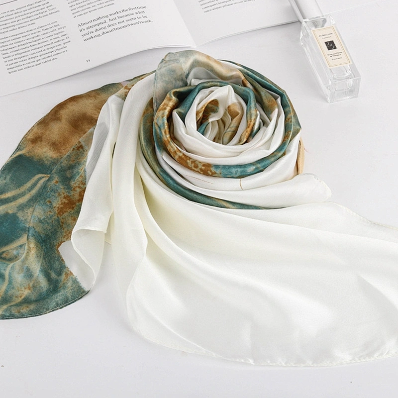 New Classic Lotus Oil Painting Scarves Women Thin Long Shawl Scarf Lady Autumn Printed Wraps Female Flower Hijab Stoles
