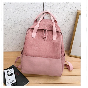 Trendy Fashion Large Corduroy Casual Travel School Bag Backpack for Teenager Girls