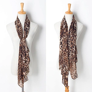 2021 New Korean Version Long Leopard Scarf European American Leopard Print Scarf Wholesale Chiffon Scarf