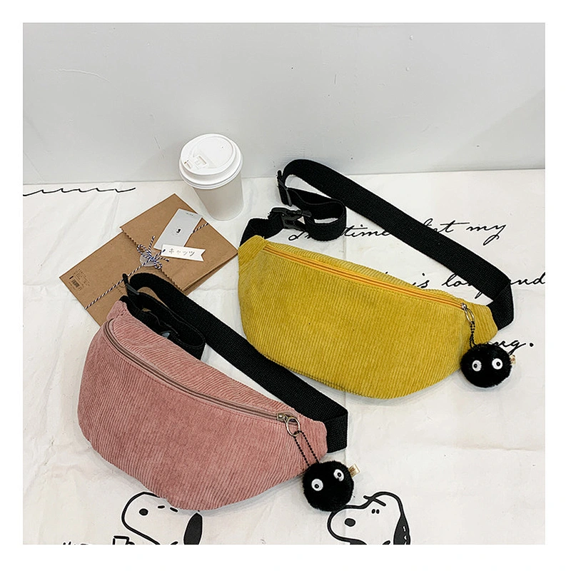 Japanese Harajuku personality funny corduroy messenger bag female cute ugly girl soft sister breast bag female