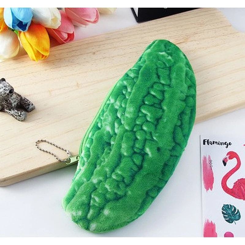 Creative Personality Funny Plush Vegetable Pencil Case Student 3d Simulation Stationery Bag