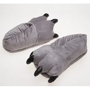 Adult Funny Dinosaur Foot Fluffy New Style Soft Plush Stuffed Shoes Women Parent-Child Animal Claw Slippers