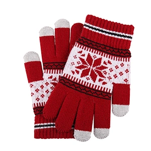 New Style Knitted Wool Snowflake Touch Screen Gloves Men Women Autumn Winter Warm Gloves Wholesale