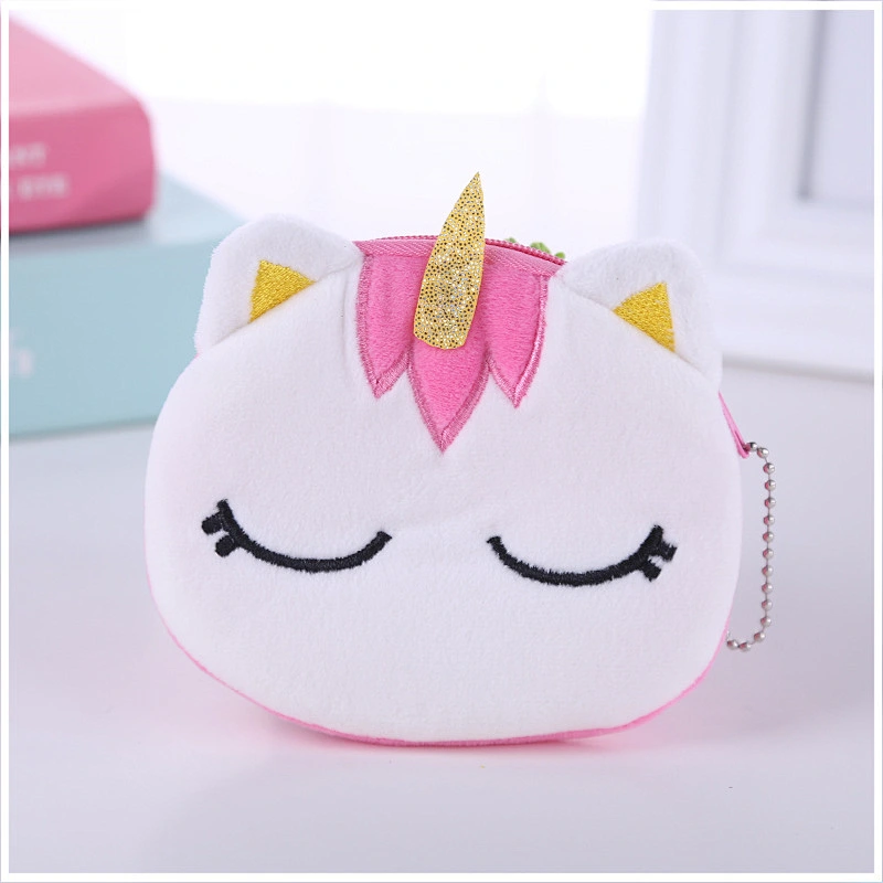 Fashion cartoon unicorn plush children's coin purse headset data cable package wholesale