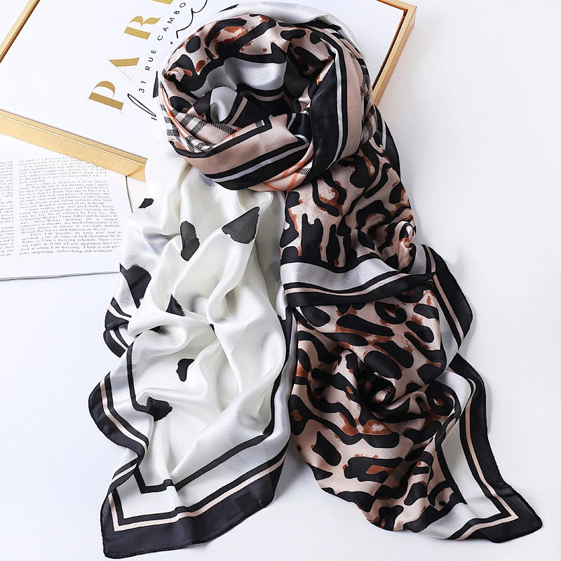 2020 New Leopard Print Polka Dot Silk Scarf Women Spring Autumn Korean Scarf Warm Long Shawl Scarf