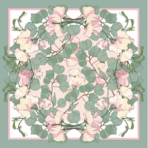 Hot Sale Spring Short Ribbon Printed Silk Scarf Square Flower Pattern Scarf