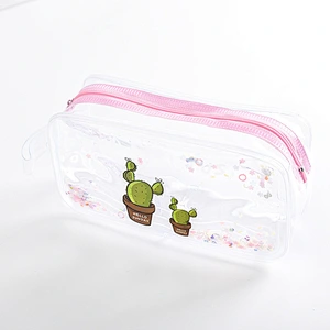 Korean Girl Quicksand Pencil Case Female Ins Simple Creative Sequin Transparent Large Capacity Stationery Bag
