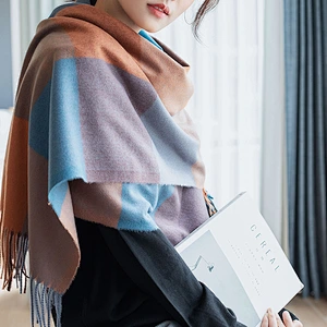 2020 New Scarf Women Autumn Winter Thick Warmth Cashmere Large Plaid Scarf Women Winter Shawl Western Style Scarf