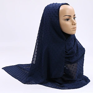 New Jacquard Three-Dimensional Plum Dot Chiffon Malaysia Scarf Indonesia Solid Color Pearl Chiffon Hijab Scarf For Women