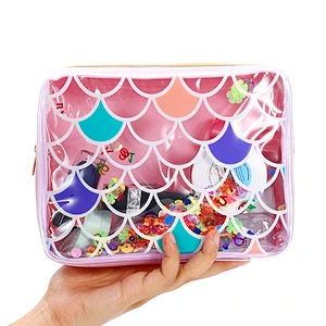 Creative Mermaid Sequins Pvc Travel Cosmetics Student Girls Glitter Mermaid Cosmetic Bag Clear Pvc Makeup Bag With Zipper