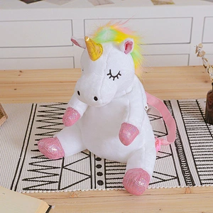 Fashion wholesale creative new rainbow unicorn plush toy backpack girl cute small backpack