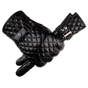 Wholesale Winter Cold Proof Full Finger Warm Touch Screen Glove Black Leather Gloves For Men