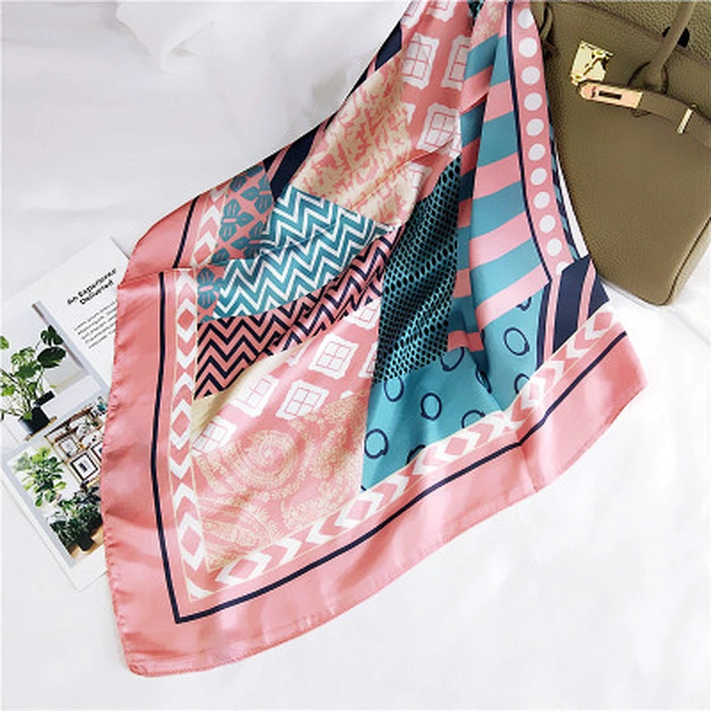 New style wild professional scarf 70cm*70cm small geometric square scarf imitated silk scarf female