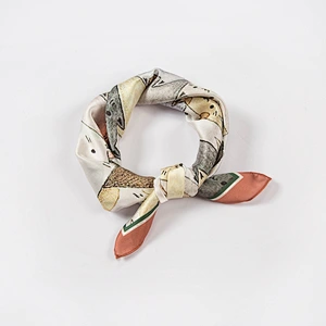 Spring Silk Scarf Women Elegant Korean Floral Scarf Fashion Turban Summer Thin Decorative Square Scarf