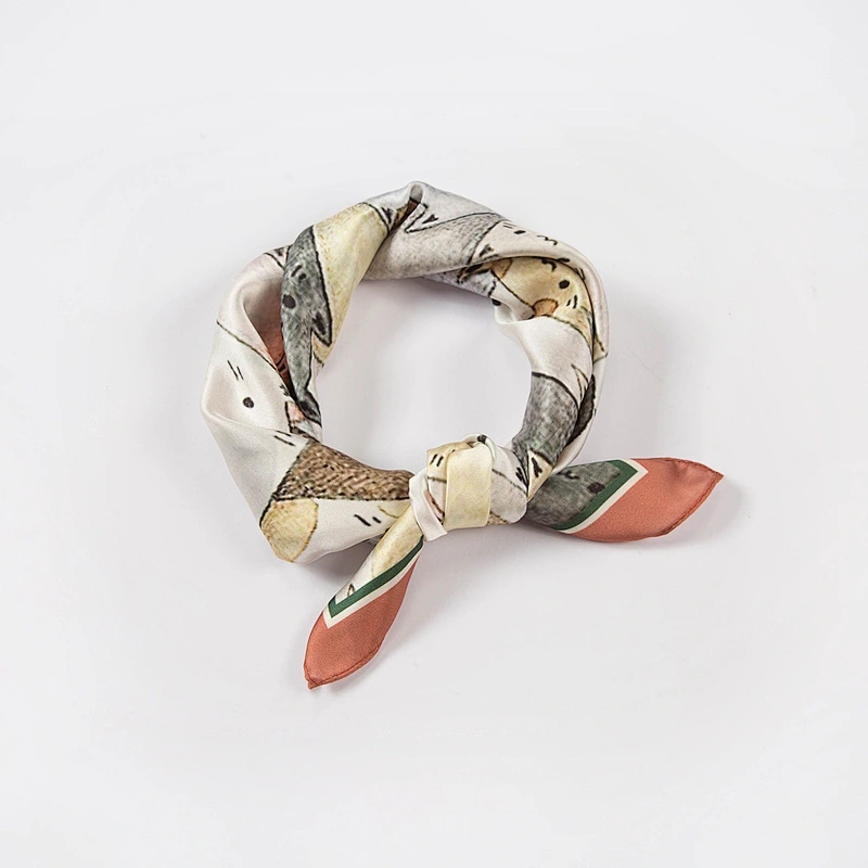 Spring Silk Scarf Women Elegant Korean Floral Scarf Fashion Turban Summer Thin Decorative Square Scarf