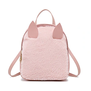 2020 Winter Pink Rabbit Kids Leather Backpack Adjustable Strap Mini Shoulder Bag Girl Plush Backpack