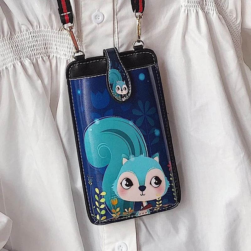 2020 New Mobile Phone Bag Cartoon Printing Casual Shoulder Bag Trendy Messenger Lady Bag