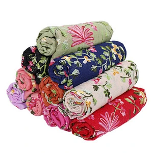 National style fashion wild sunscreen scarf islamic embroidered cotton scarf hijab women