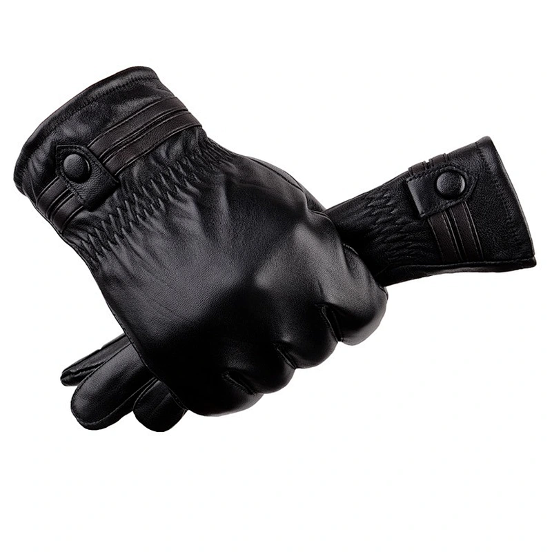 Man Winter Cycling Leather Gloves Windproof Outdoor Cycling Motorcycle Warm  Cashmere Men'S Leather Gloves Wholesale