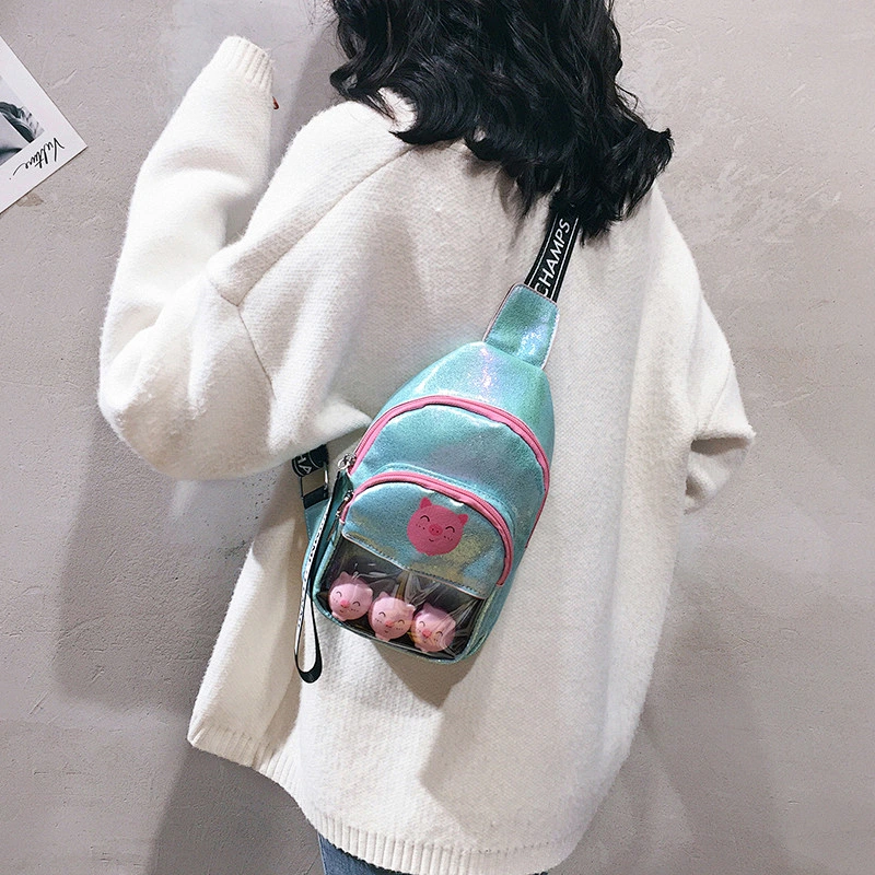 Fashion Holographic Leather Women Chest Bag Custom Design Laser Bag Sling Shoulder Bag