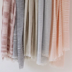 Spring and summer new style cotton and linen striped scarf short travel sunscreen beach scarf shawl