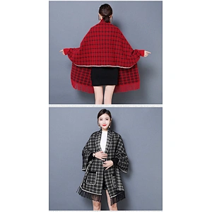 New Style Shawl Scarf Tassel With Sleeve Mink Velvet Thick Cloak Red Cheongsam Wedding Outer Coat Women Shawls