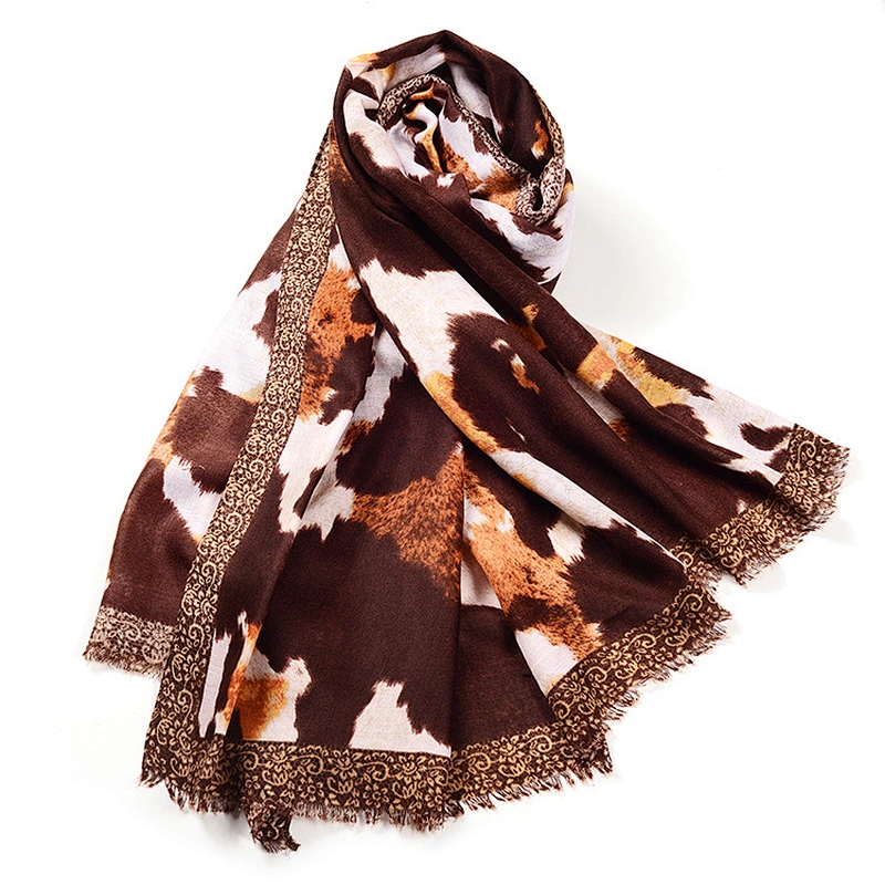 Autumn new cotton leopard print scarf female thick section decorative printing tassel sunscreen shawl scarf