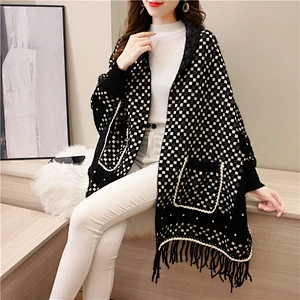 2020 New Style Mink Wool Cape Cloak Women Coat Autumn Winter Outdoor Fashion Western Cardigan Shawl With Sleeve