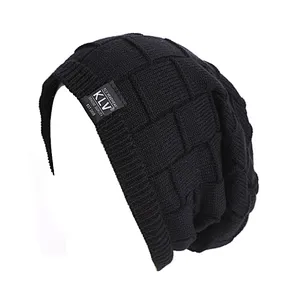 Winter Outdoor Warm Hat Pure Color Horizontal Striped Lattice Knitted Hat Can Be Customized