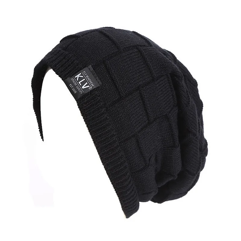 Winter Outdoor Warm Hat Pure Color Horizontal Striped Lattice Knitted Hat Can Be Customized