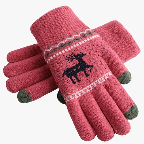 Warm Knitted Wool Touch Screen Gloves Women Warm Velvet Lovers Korean Wholesale Winter Gloves