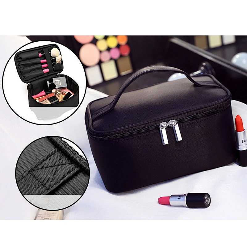 Custom Nylon Ladies Elegant Cosmetic Bag Portable Folding Travel Single Layer Cosmetic Bag