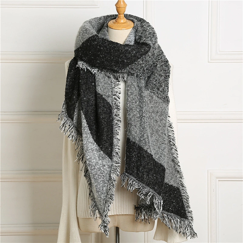 Simple Geometric Cashmere Scarf Women American Cloak Shawl Winter Warm New Scarf