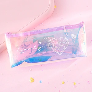 Laser Pencil Case Simple Small Girl Pencil Case Transparent Student Large-Capacity Stationery Bag
