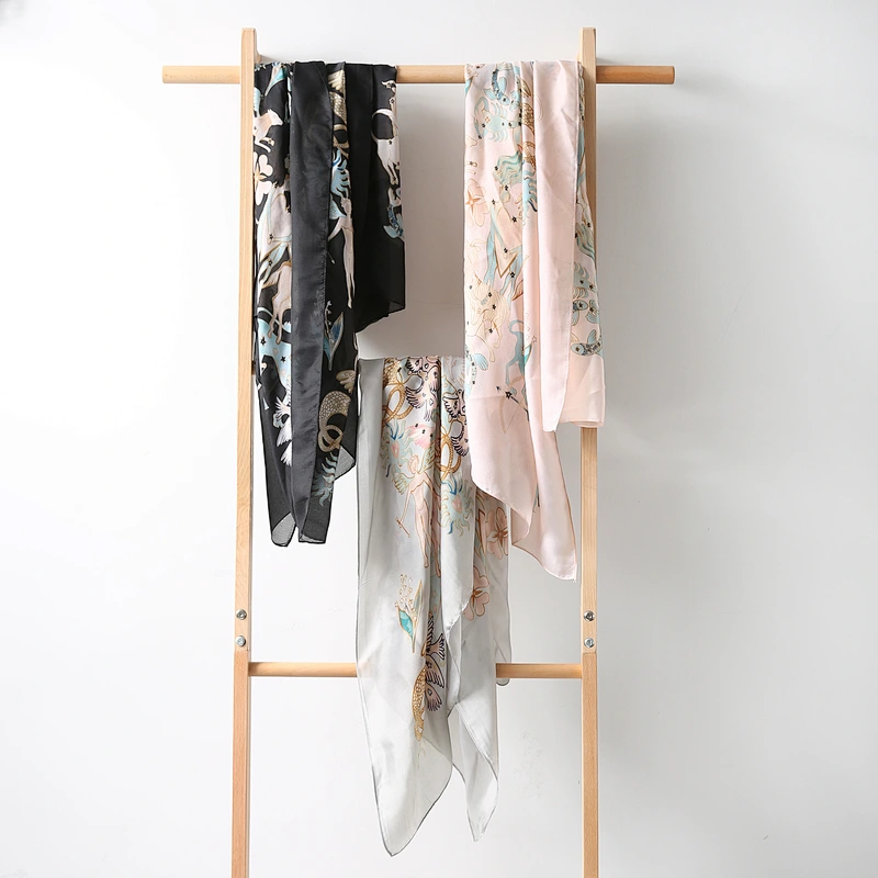 Spring and autumn new warm female constellation printed long shawl designer plain  silk scarf shawl