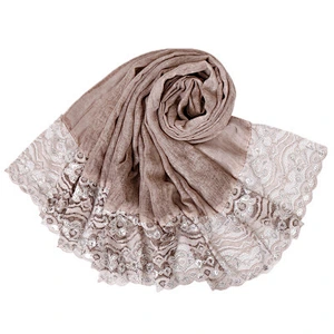 Spring lace lace sunscreen headscarf women new muslim lace scarf cotton long shawl hijab