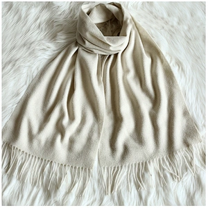 Classic Solid Color Plain High Quality Women Pashmina Water Ripple Long Shawl Thick Cashmere Scarf