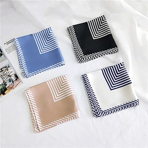 Women's spring and summer new wild professional imitated silk scarf sunscreen 70 striped small square scarf