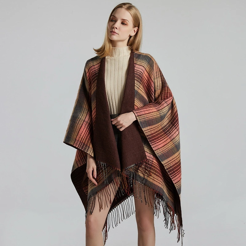Factory Direct Scottish Classic Color Plaid Shawl Cloak Cashmere Tassels Thick Warm Shawl
