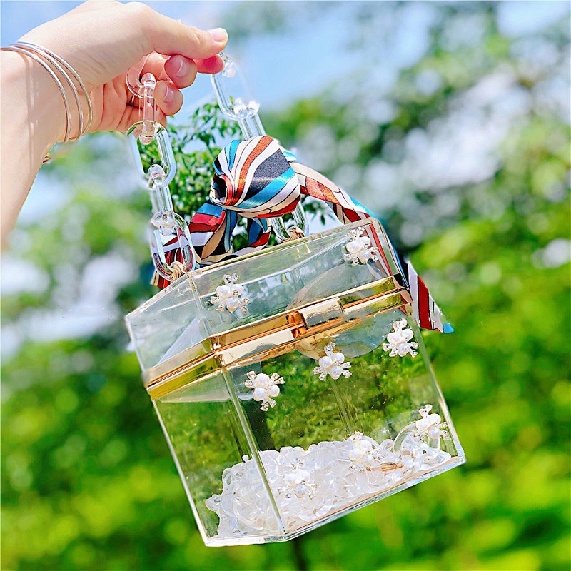 2020 Manufacturer Fashion Women Cosmetic Box Evening Purse Clear Clutch Acrylic Bag