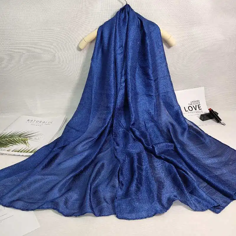 Factory Direct New Dutch Linen Long Sunscreen Beach Towel Shawl Pure Color Scarf Pearl Light Silk Scarf Women