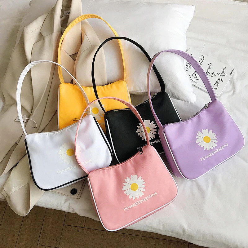 2021 Female Nylon Casual Tote Bag Flower Printed Women Handbag Female Small Bag Mini Shoulder Bags