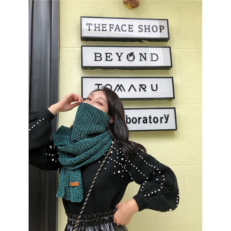 New Autumn Winter Warm Thick Chenille Scarf Female Korean Version Cute Japanese Student Knitted Scarf