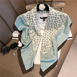 2020 New C Letter Shape Silk Printing 90*90CM Square Silk Scarf Women Wild Scarf Shawl Wholesale
