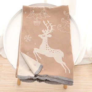 european american wholesale christmas deers fresh cashmere scarf women's plus velvet thick plain scarf