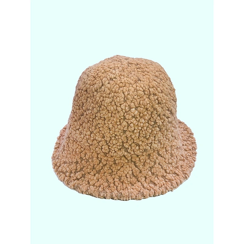 Cheap Lady Solid Thickened Soft Warm Fishing Outdoor Vacation Winter Hat Lamb Wool Bucket Hat